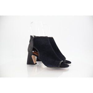 DONALD J PLINER Ennia Perforated Suede Leather Open Toe Heels Bootie 6.5 M Black